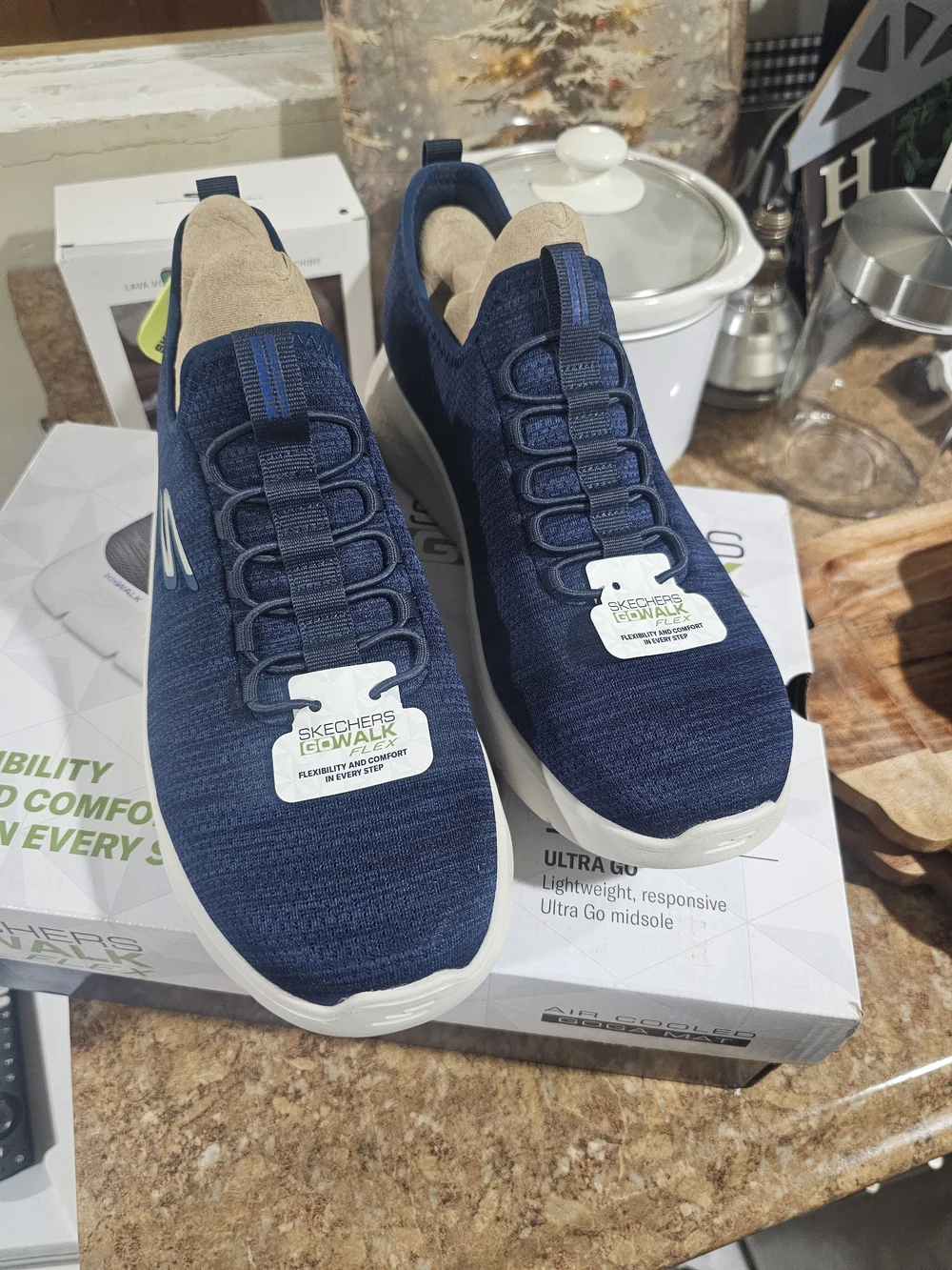 Skechers GOwalk Flex Navy Knit Slip-On Sneakers